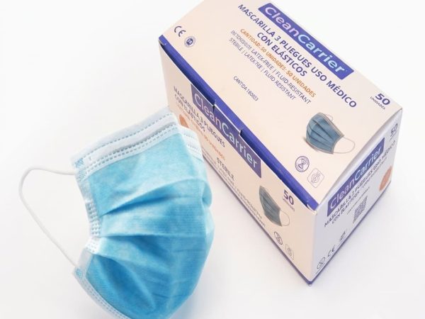 Mascarilla 3 Pliegues Celeste CleanCarrier