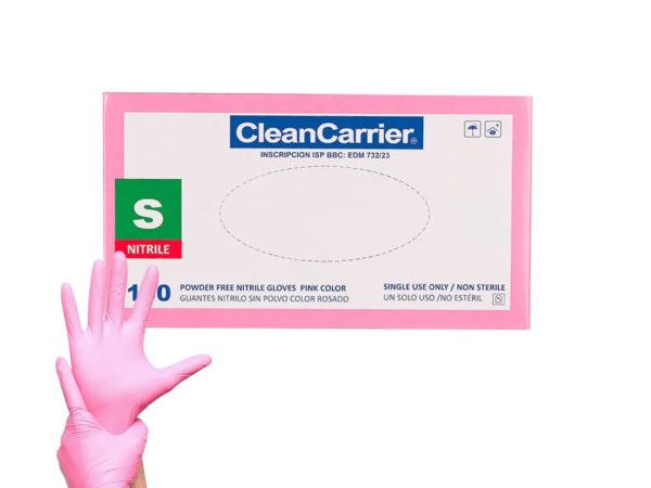 Guantes de nitrilo rosados CleanCarrier