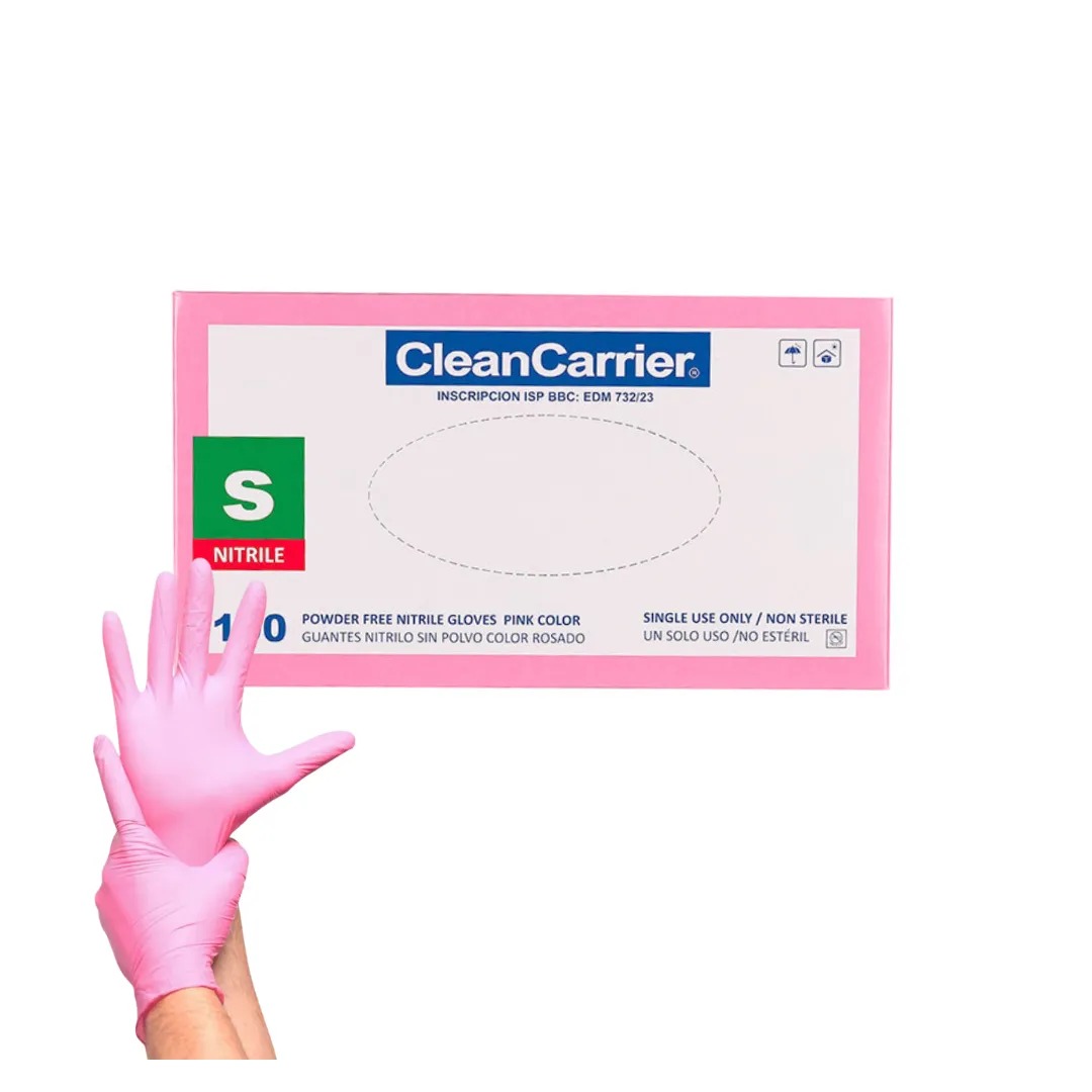Guantes de nitrilo rosados CleanCarrier